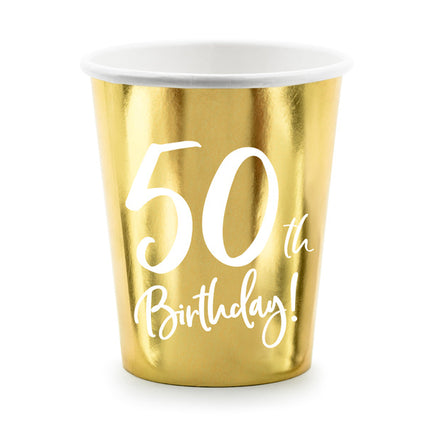 Feestbazaar Feestbekers 50th Birthday Goud - 6 Stuks