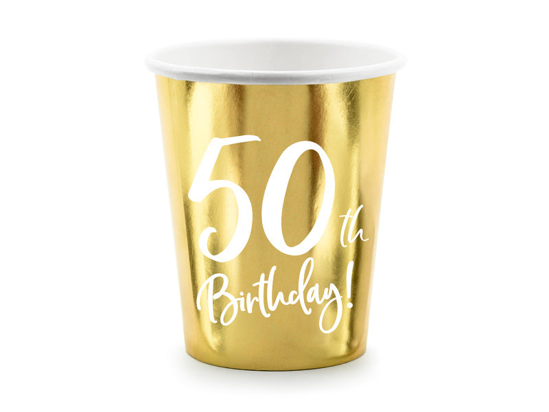 Feestbazaar Feestbekers 50th Birthday Goud - 6 Stuks