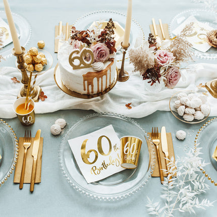 Feestbazaar Feestbekers 60th Birthday Goud - 6 Stuks