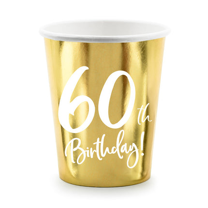 Feestbazaar Feestbekers 60th Birthday Goud - 6 Stuks