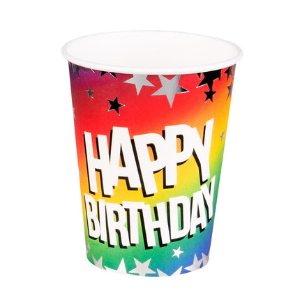 Feestbazaar Feestbekers Happy Birthday Rainbow (10st)