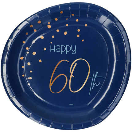 Feestbazaar Feestborden 60 Jaar Elegant True Blue (8st)
