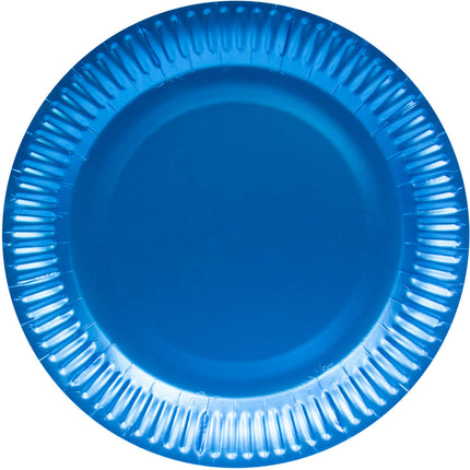 Feestbazaar Feestborden Blauw Metallic Mat (8st)