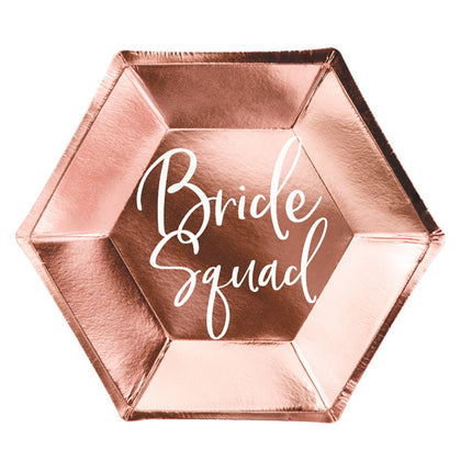 Feestbazaar Feestborden Bride Squad Rose Goud - 6 stuks