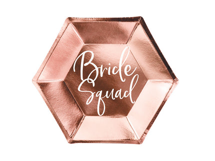 Feestbazaar Feestborden Bride Squad Rose Goud - 6 stuks
