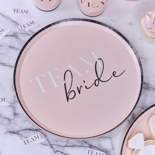 Feestbazaar Feestborden Team Bride Baby Roze (8st)