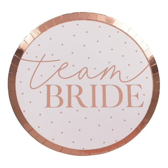 Feestbazaar Feestborden Team Bride Rosegoud (8st)