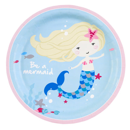 Feestbazaar Feestbordjes 'Be A Mermaid' Blauw (8st)