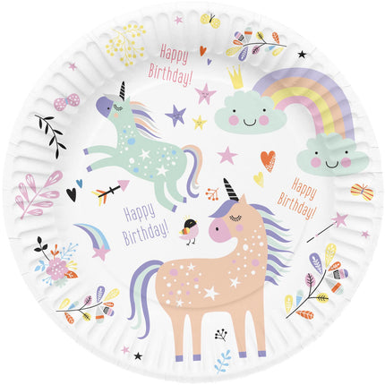 Feestbazaar Feestbordjes Happy Birthday Eenhoorns (8st)