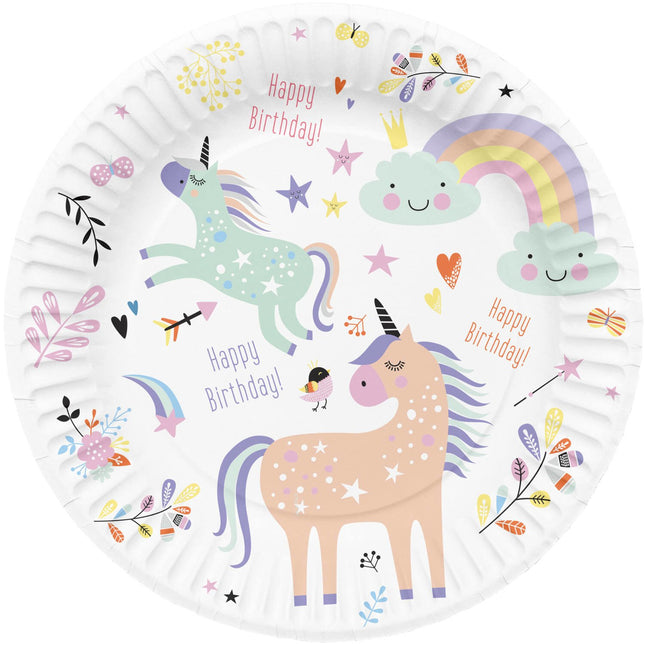 Feestbazaar Feestbordjes Happy Birthday Eenhoorns (8st)