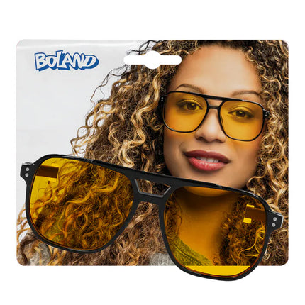 Feestbazaar Feestbril Retro Yellow Man/Vrouw