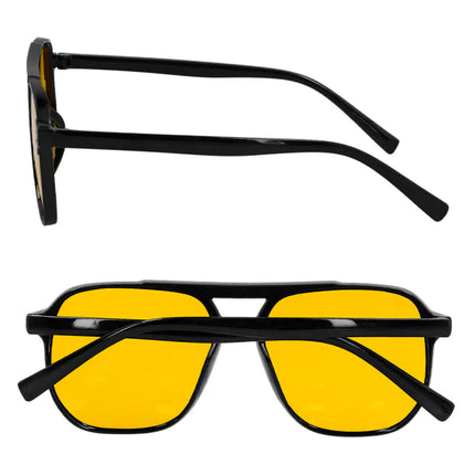 Feestbazaar Feestbril Retro Yellow Man/Vrouw