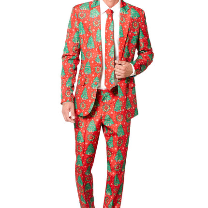 Feestbazaar Feestelijke Kerstboom Maatpak Man rood