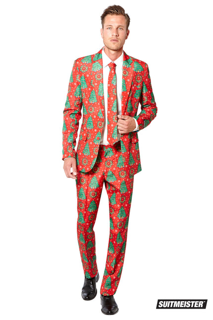 Feestbazaar Feestelijke Kerstboom Maatpak Man rood