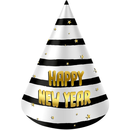 Feestbazaar Feesthoedjes BlackGold HNY 10 cm (6st)