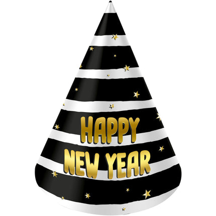 Feestbazaar Feesthoedjes BlackGold HNY 10 cm (6st)
