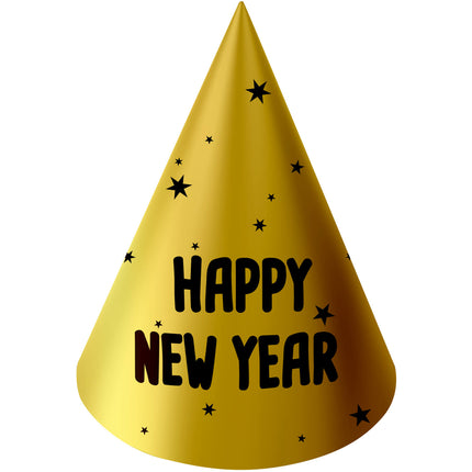 Feestbazaar Feesthoedjes BlackGold HNY 10 cm (6st)