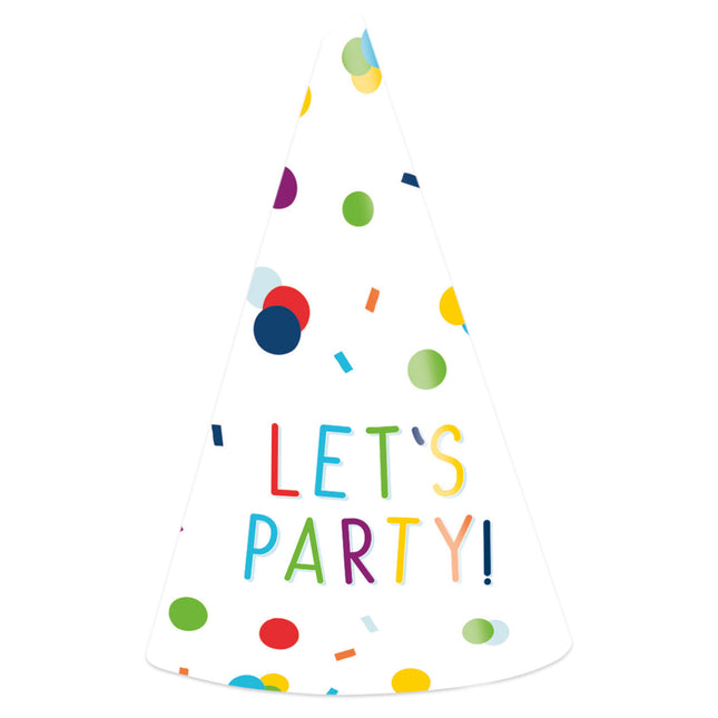 Feestbazaar Feesthoedjes Let's Party Confetti (8st)