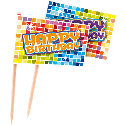 Feestbazaar Feestprikkers Happy Birthday Blocks (24st)
