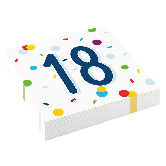 Feestbazaar Feestservetten 18 Jaar Confetti (20st)