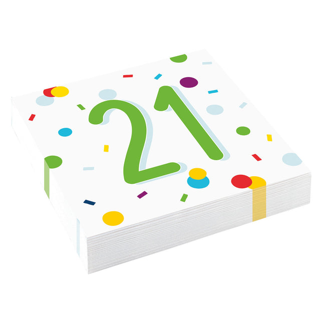 Feestbazaar Feestservetten 21 Jaar Confetti (20st)