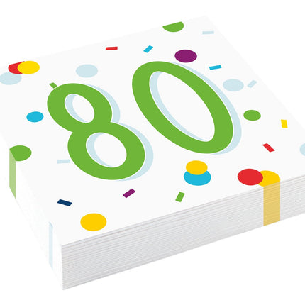 Feestbazaar Feestservetten 80 Jaar Confetti (20st)