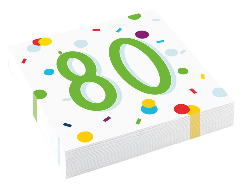 Feestbazaar Feestservetten 80 Jaar Confetti (20st)