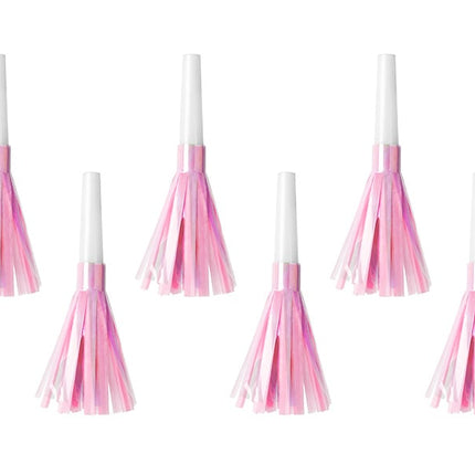 Feestbazaar Feesttoeter lichtroze metallic 6 stuks