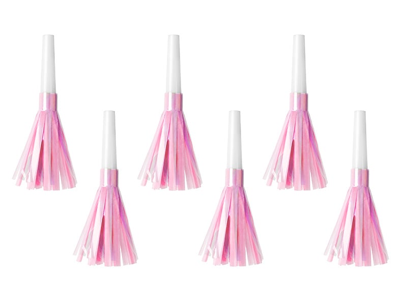 Feestbazaar Feesttoeter lichtroze metallic 6 stuks