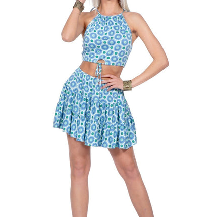 Feestbazaar Festival Outfit Dames 2-delig Blue Flowers
