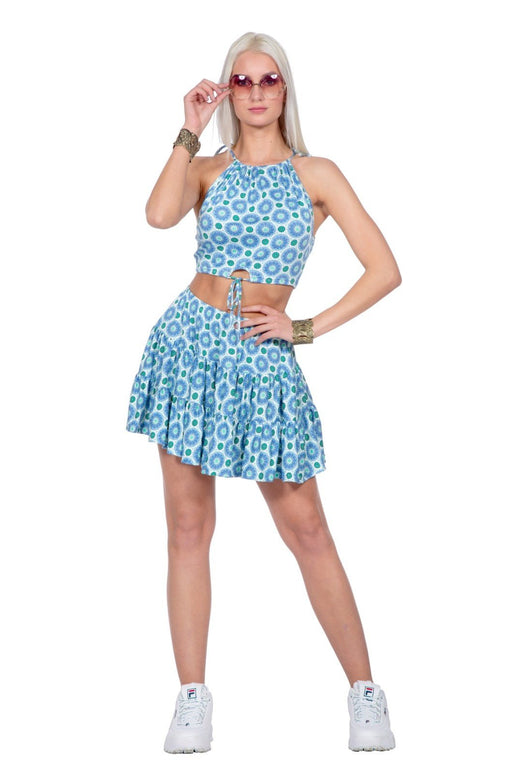 Feestbazaar Festival Outfit Dames 2-delig Blue Flowers