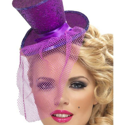 Feestbazaar Fever mini hoedje paars