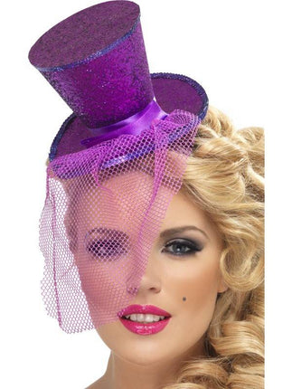 Feestbazaar Fever mini hoedje paars