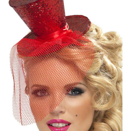 Feestbazaar Fever mini hoedje rood