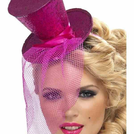 Feestbazaar Fever mini hoedje roze