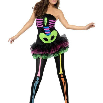 Feestbazaar Fever neon Skelettenjurkje tutu