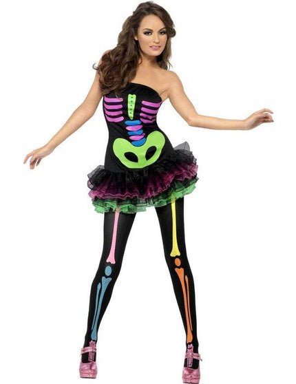 Feestbazaar Fever neon Skelettenjurkje tutu