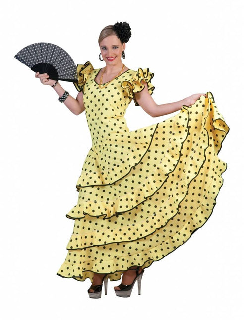 Feestbazaar Flamenco Jurk Spaans Geel