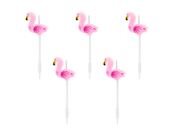 Feestbazaar Flamingo Kaarsjes Tropical (5st)
