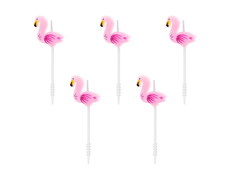 Feestbazaar Flamingo Kaarsjes Tropical (5st)