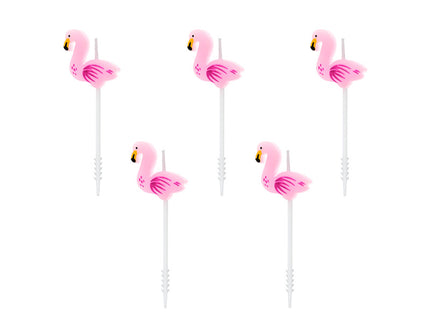 Feestbazaar Flamingo Kaarsjes Tropical (5st)