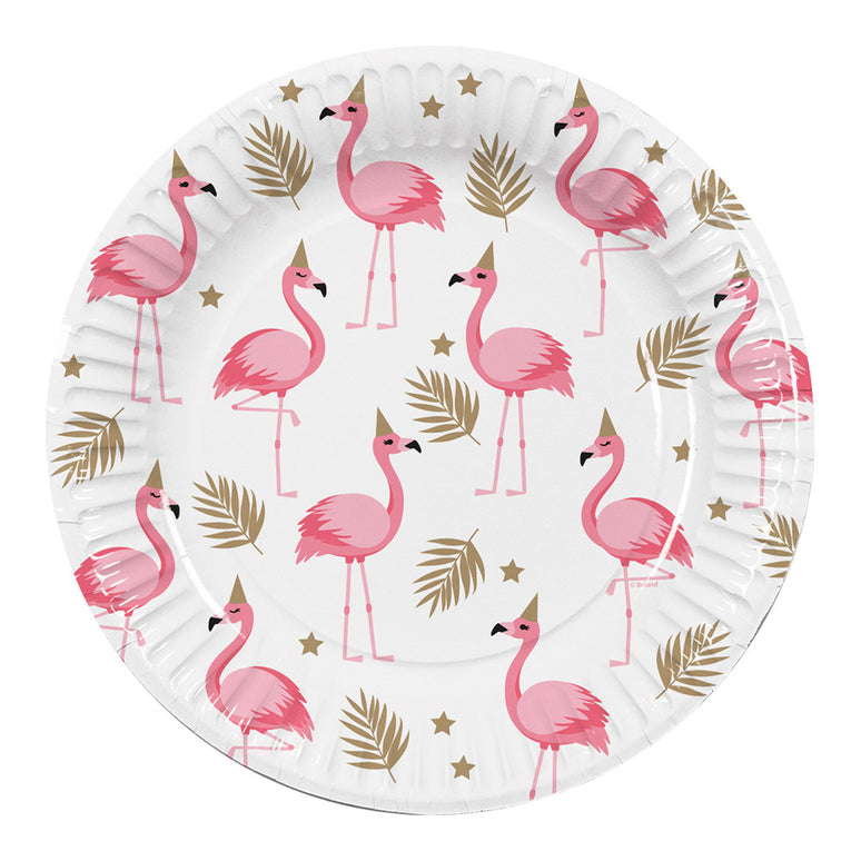 Feestbazaar Flamingo Partybordjes 23cm (10st)