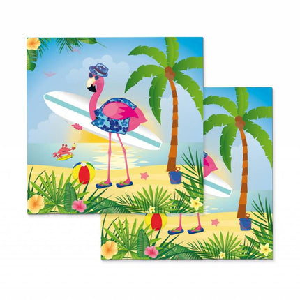 Feestbazaar Flamingo Servetten 33x33cm - 20 stuks