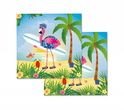 Feestbazaar Flamingo Servetten 33x33cm - 20 stuks
