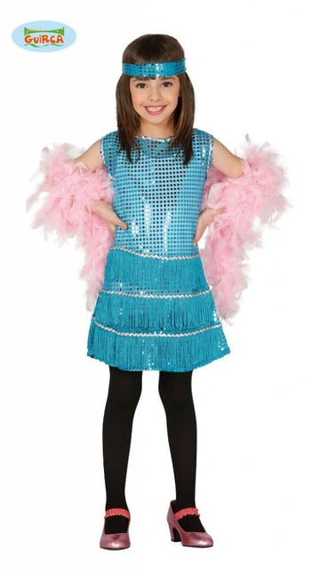Feestbazaar Flapper kostuum meisje blauw
