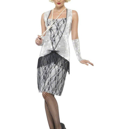 Feestbazaar Flapper kostuum zilver