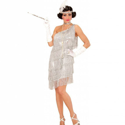 Feestbazaar Flapper kostuum zilver