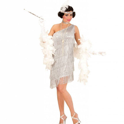 Feestbazaar Flapper kostuum zilver
