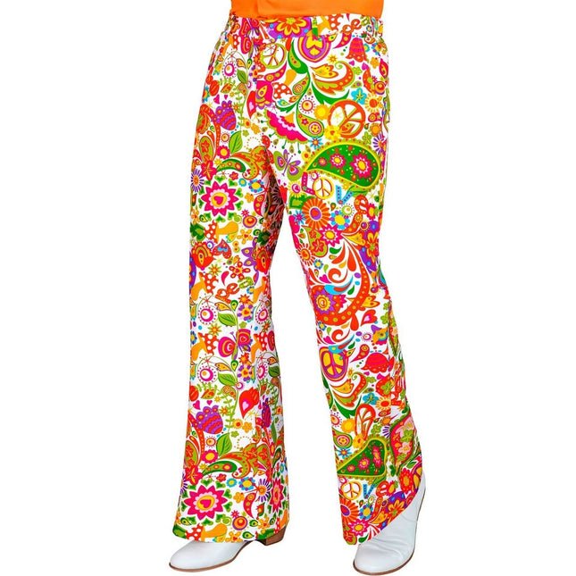 Feestbazaar Flared 60's Broek Heren Peace & Paisley