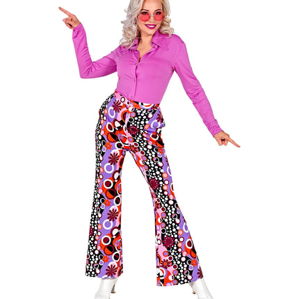 Feestbazaar Flared Broek Paars 70's Groovy Dames